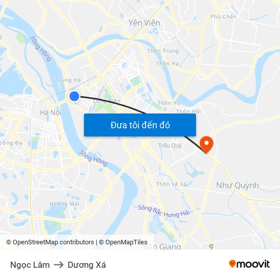 Ngọc Lâm to Dương Xá map