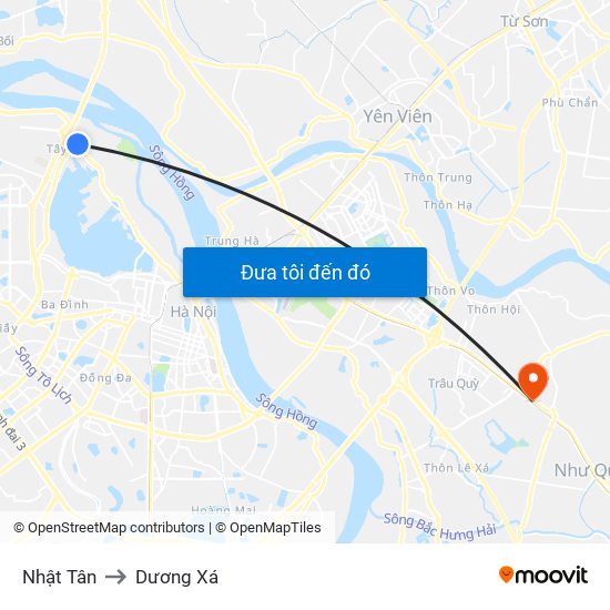 Nhật Tân to Dương Xá map