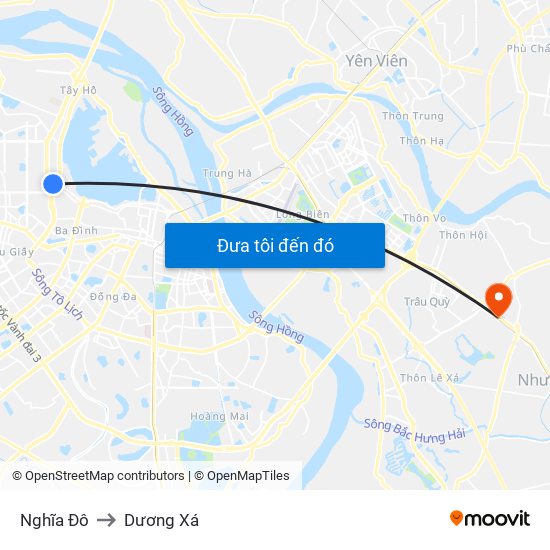 Nghĩa Đô to Dương Xá map