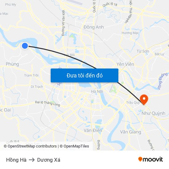 Hồng Hà to Dương Xá map