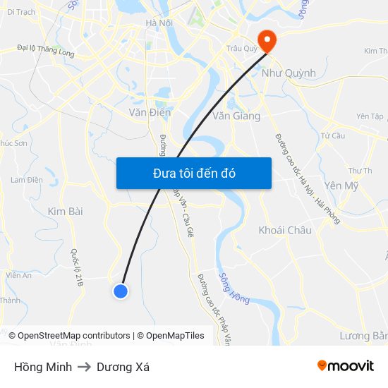 Hồng Minh to Dương Xá map