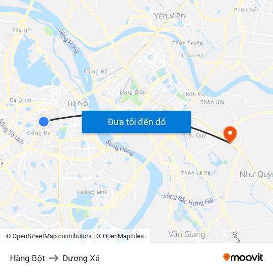 Hàng Bột to Dương Xá map