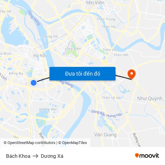 Bách Khoa to Dương Xá map