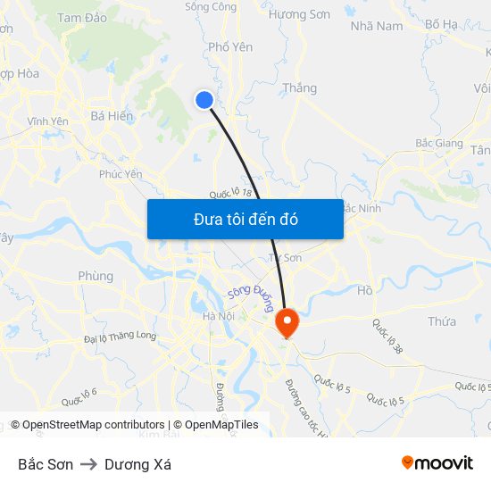 Bắc Sơn to Dương Xá map