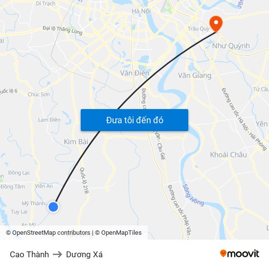 Cao Thành to Dương Xá map