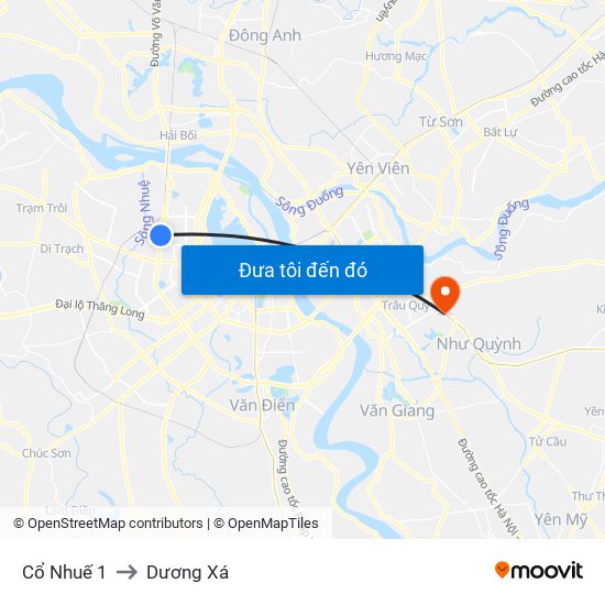 Cổ Nhuế 1 to Dương Xá map