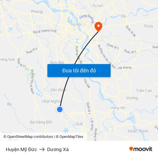 Huyện Mỹ Đức to Dương Xá map