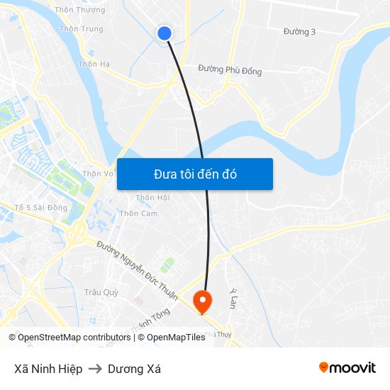 Xã Ninh Hiệp to Dương Xá map