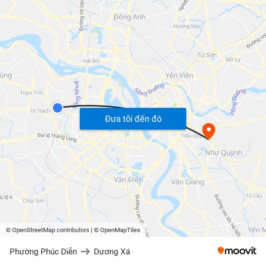 Phường Phúc Diễn to Dương Xá map