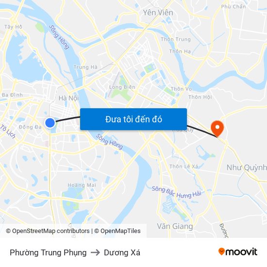 Phường Trung Phụng to Dương Xá map