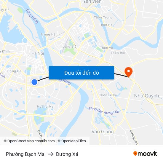 Phường Bạch Mai to Dương Xá map