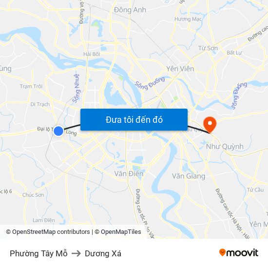 Phường Tây Mỗ to Dương Xá map