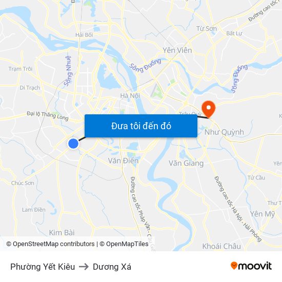 Phường Yết Kiêu to Dương Xá map