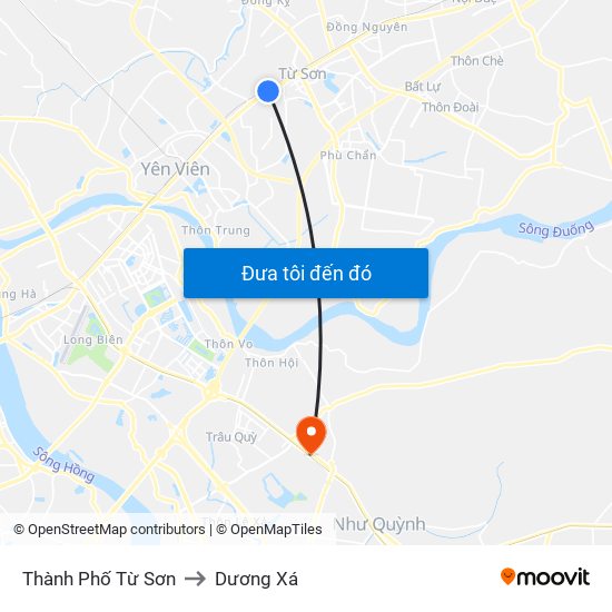 Thành Phố Từ Sơn to Dương Xá map