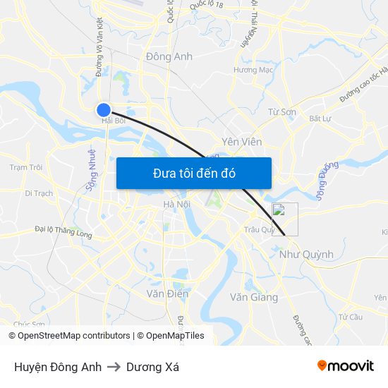 Huyện Đông Anh to Dương Xá map