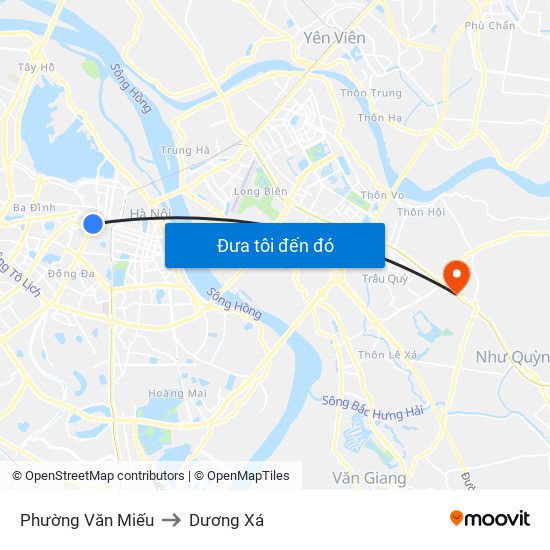 Phường Văn Miếu to Dương Xá map