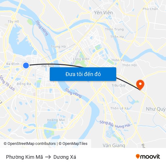 Phường Kim Mã to Dương Xá map