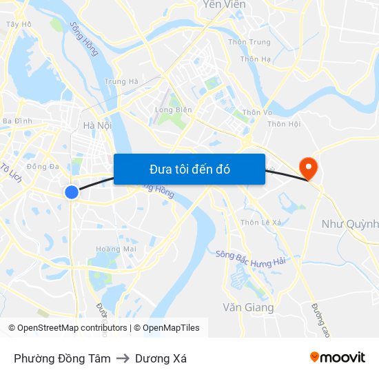 Phường Đồng Tâm to Dương Xá map