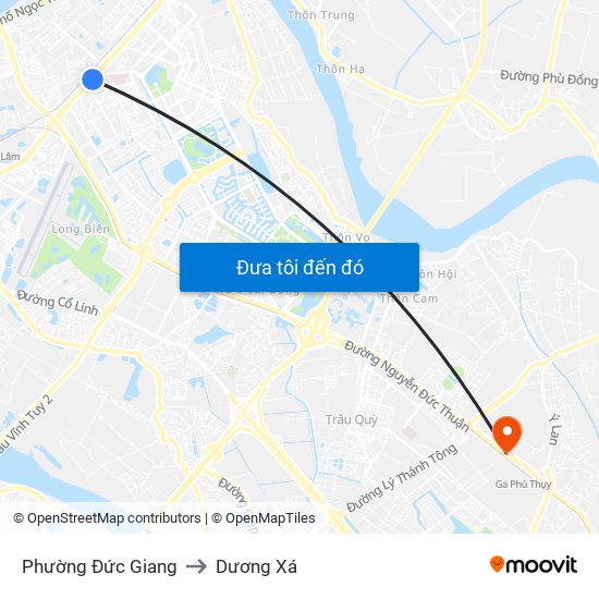 Phường Đức Giang to Dương Xá map