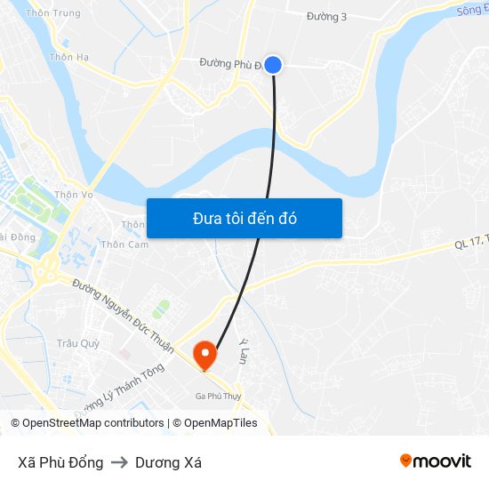 Xã Phù Đổng to Dương Xá map