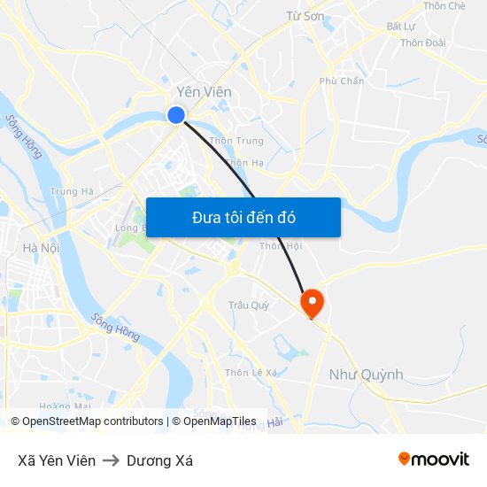 Xã Yên Viên to Dương Xá map