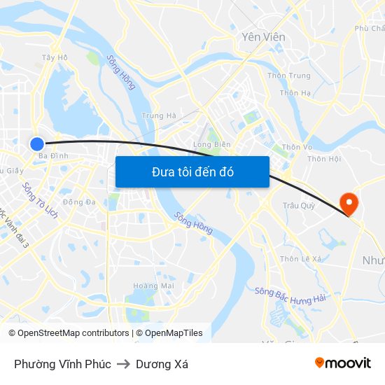 Phường Vĩnh Phúc to Dương Xá map