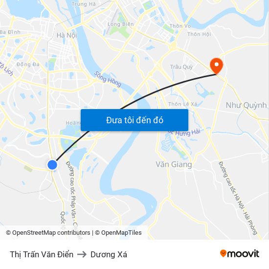 Thị Trấn Văn Điển to Dương Xá map