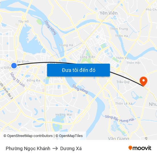 Phường Ngọc Khánh to Dương Xá map