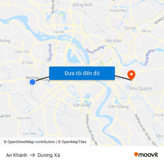An Khánh to Dương Xá map