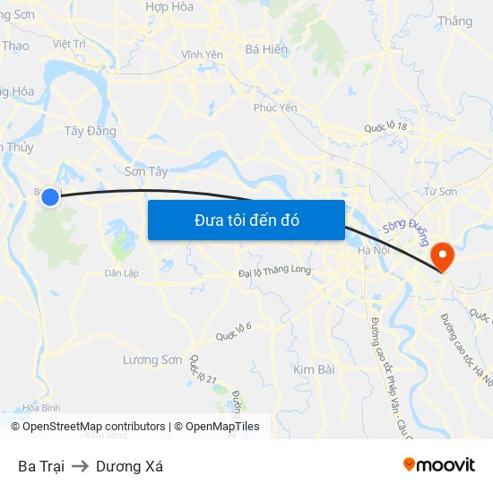 Ba Trại to Dương Xá map