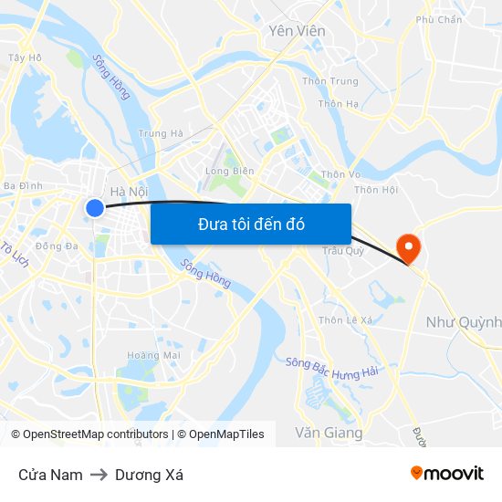 Cửa Nam to Dương Xá map