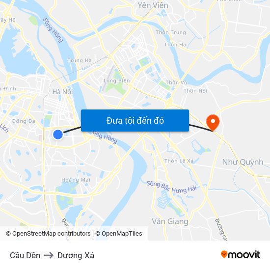 Cầu Dền to Dương Xá map