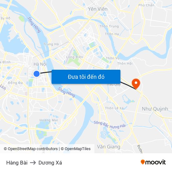 Hàng Bài to Dương Xá map