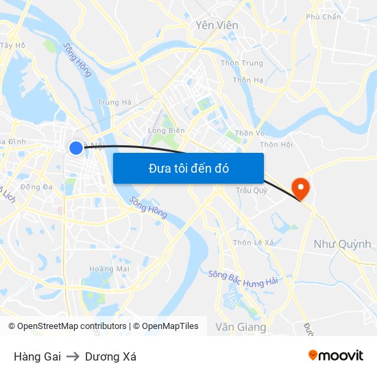 Hàng Gai to Dương Xá map