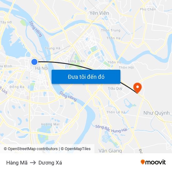 Hàng Mã to Dương Xá map