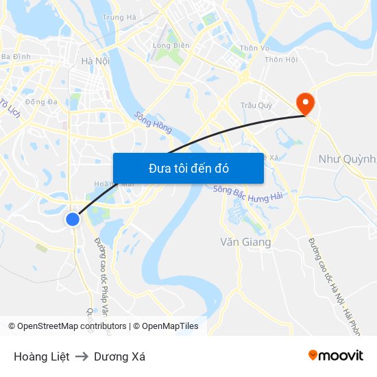 Hoàng Liệt to Dương Xá map