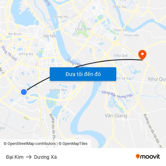 Đại Kim to Dương Xá map