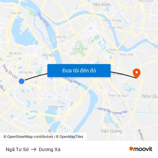 Ngã Tư Sở to Dương Xá map