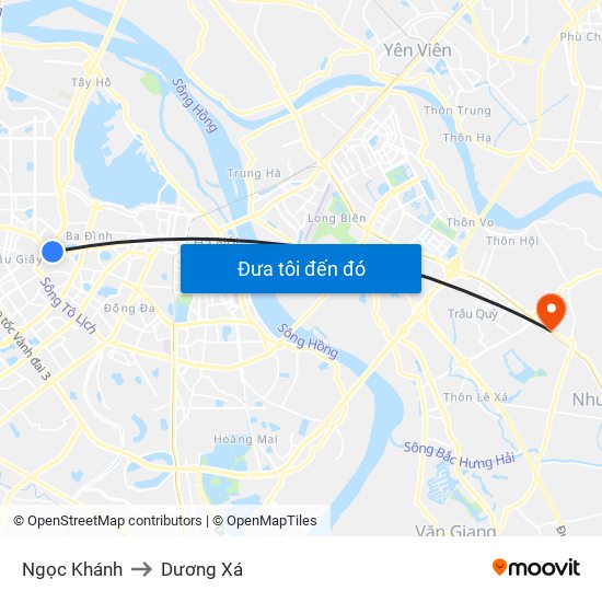 Ngọc Khánh to Dương Xá map