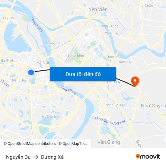 Nguyễn Du to Dương Xá map