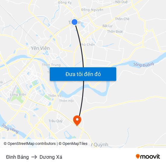 Đình Bảng to Dương Xá map