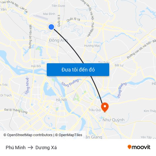 Phú Minh to Dương Xá map