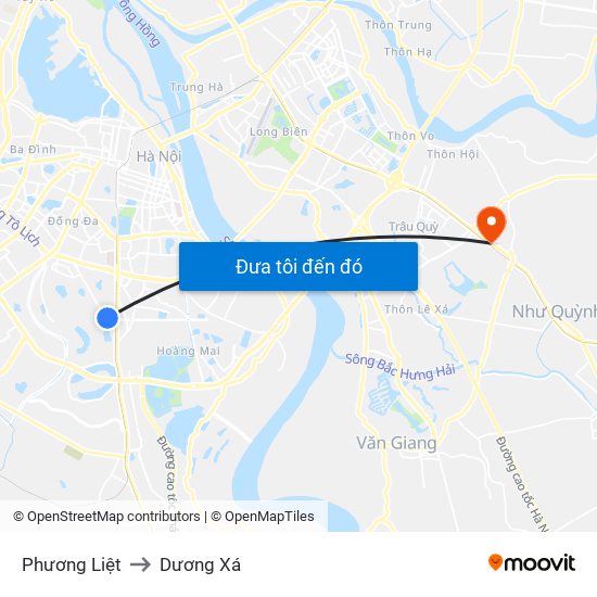 Phương Liệt to Dương Xá map