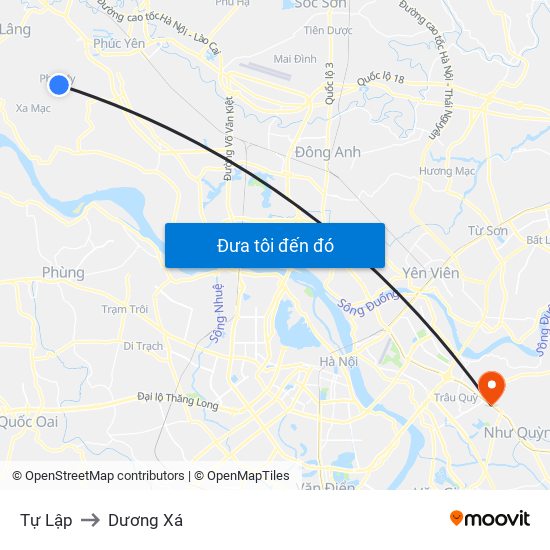 Tự Lập to Dương Xá map