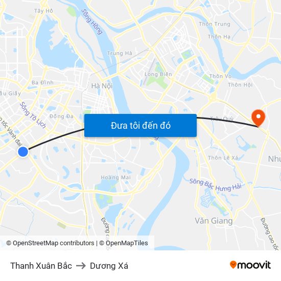 Thanh Xuân Bắc to Dương Xá map