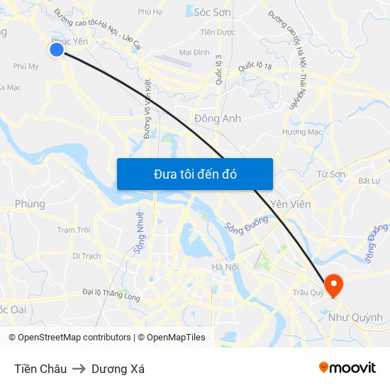 Tiền Châu to Dương Xá map