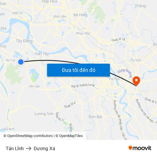 Tản Lĩnh to Dương Xá map