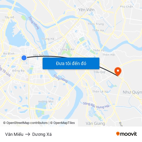 Văn Miếu to Dương Xá map