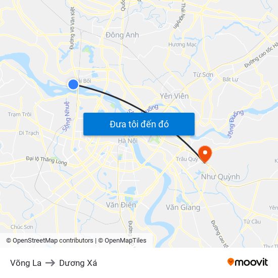 Võng La to Dương Xá map