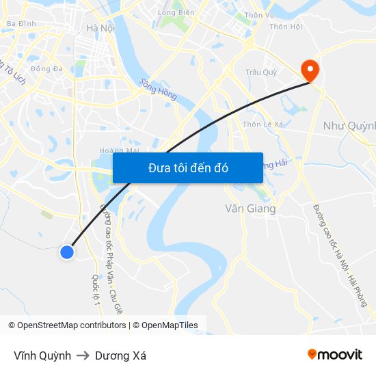 Vĩnh Quỳnh to Dương Xá map